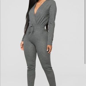 French Terry Charcoal Jumpsuit